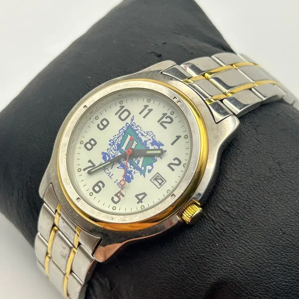 Sweda Silver Gold Stainless Steel Watch Working New Battery